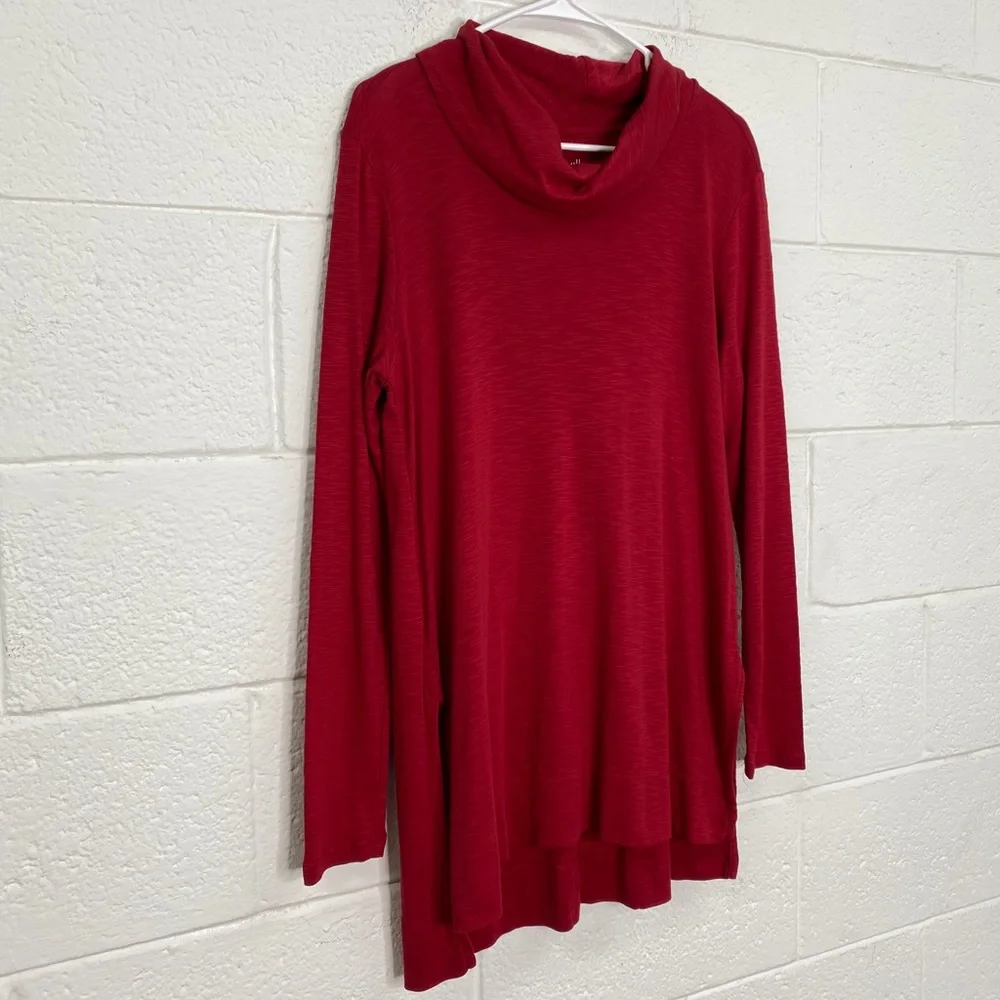 J. Jill red cowl neck tunic 100% pima cotton women's size small